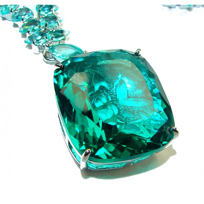 Pedra Azul 55.5 carat Aquamarine .925 Sterling Silver handcrafted Statement Necklace