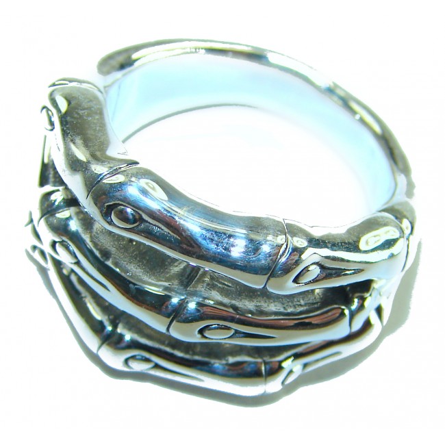 Bamboo Textured Italy Made Silver Sterling Silver ring s. 8 - photo 1