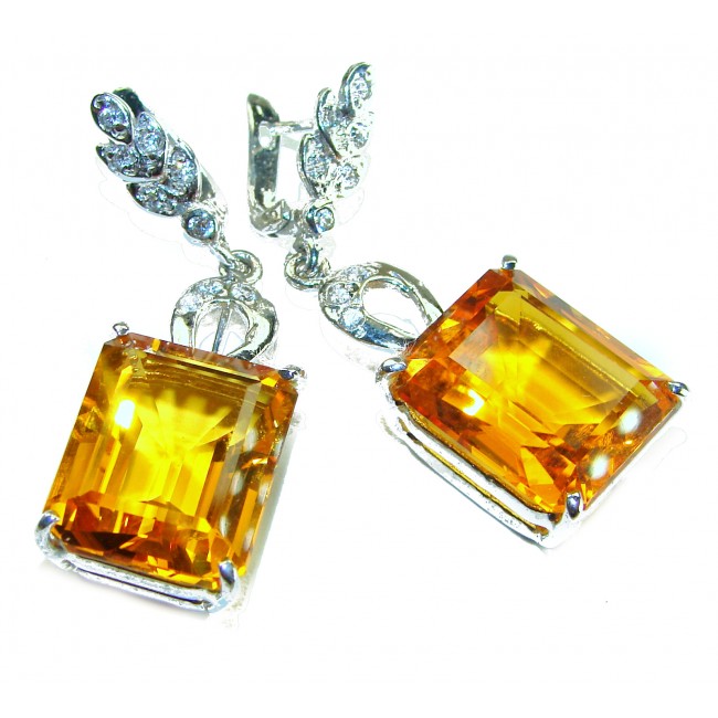 Golden Rays Authentic 18.5 carat Golden Topaz .925 Sterling Silver Statement earrings