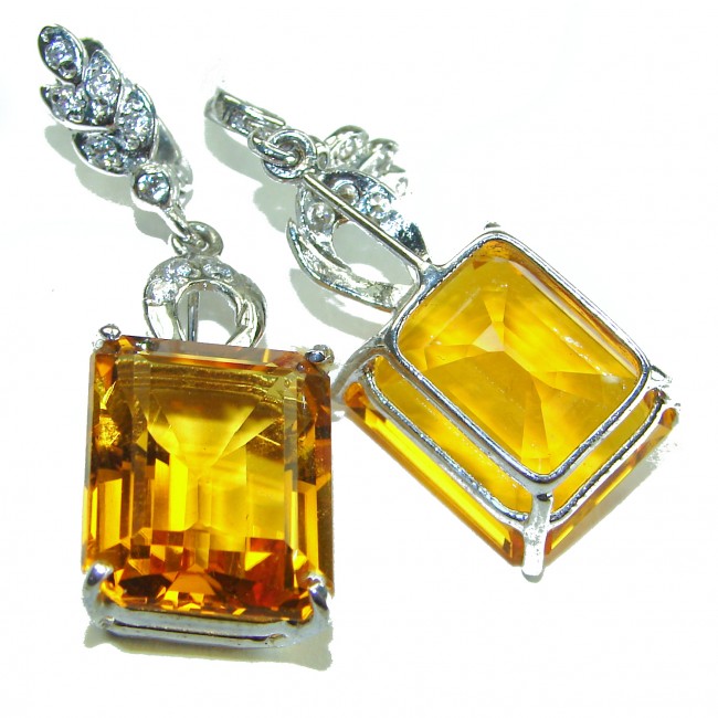 Golden Rays Authentic 18.5 carat Golden Topaz .925 Sterling Silver Statement earrings