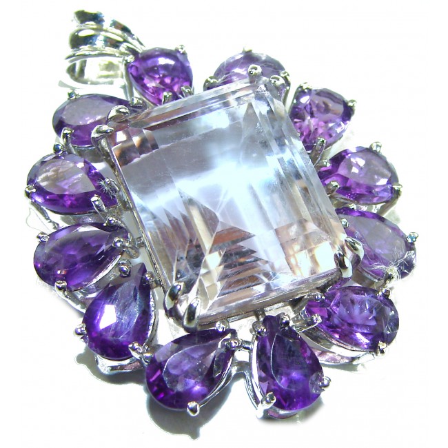 Mademoiselle - Vintage Design 45.4 CARAT Amethyst .925 Sterling Silver handcrafted Pendant