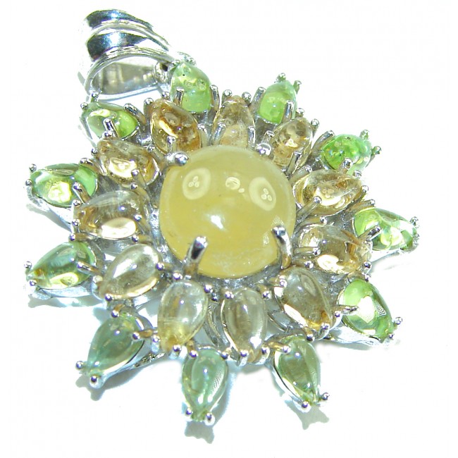One of a kind Genuine 14.5 carat Golden Tourmaline .925 Sterling Silver handmade Pendant