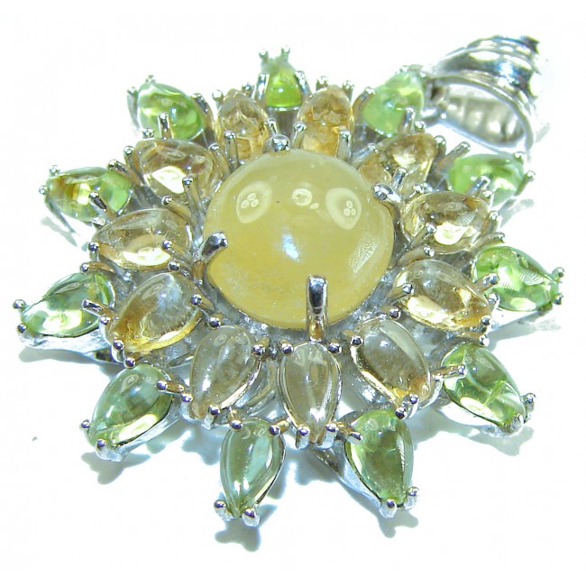 One of a kind Genuine 14.5 carat Golden Tourmaline .925 Sterling Silver handmade Pendant