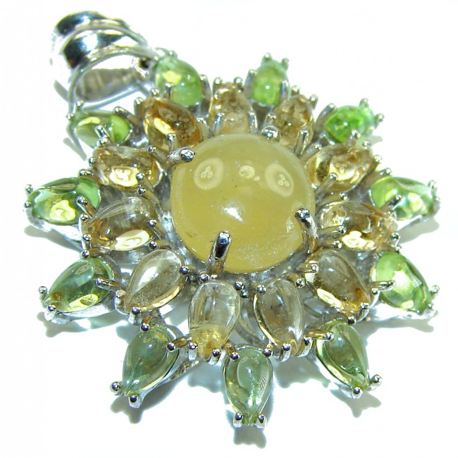 One of a kind Genuine 14.5 carat Golden Tourmaline .925 Sterling Silver handmade Pendant