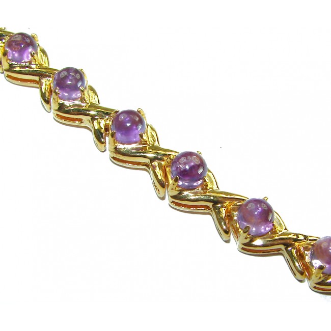 Dolce Vita - Precious Natural 22.5 carat Amethyst 14K Gold over .925 Sterling Silver handcrafted bracelet - Close-up of Amethyst and 14K gold bracelet.