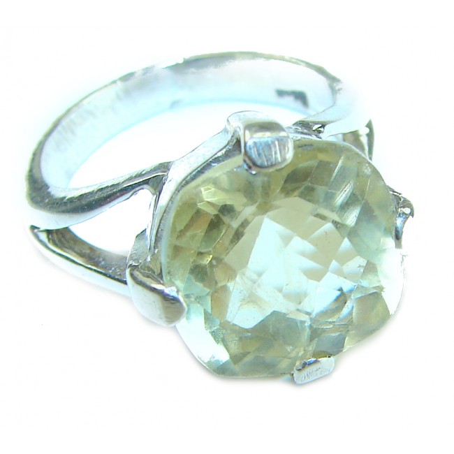 Splendid cushion cut 9.5 carat Citrine .925 Sterling Silver Handcrafted Statement ring size 8