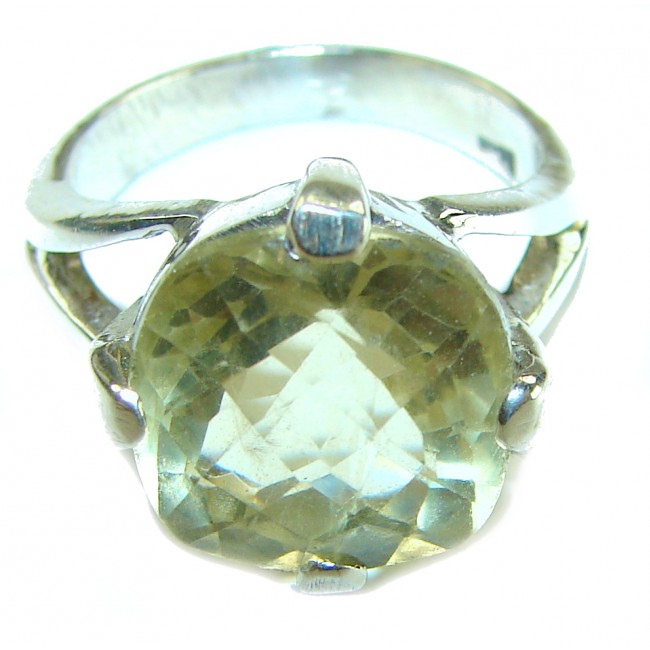 Splendid cushion cut 9.5 carat Citrine .925 Sterling Silver Handcrafted Statement ring size 8