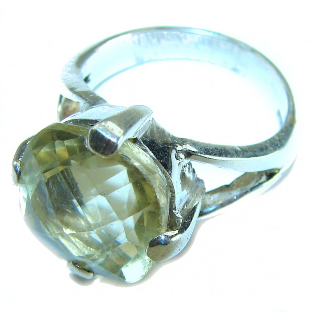 Splendid cushion cut 9.5 carat Citrine .925 Sterling Silver Handcrafted Statement ring size 8
