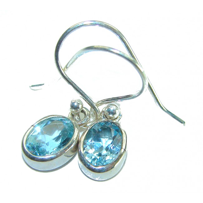 1.7 carat Swiss Blue Topaz .925 Sterling Silver Handcrafted earrings - photo 3