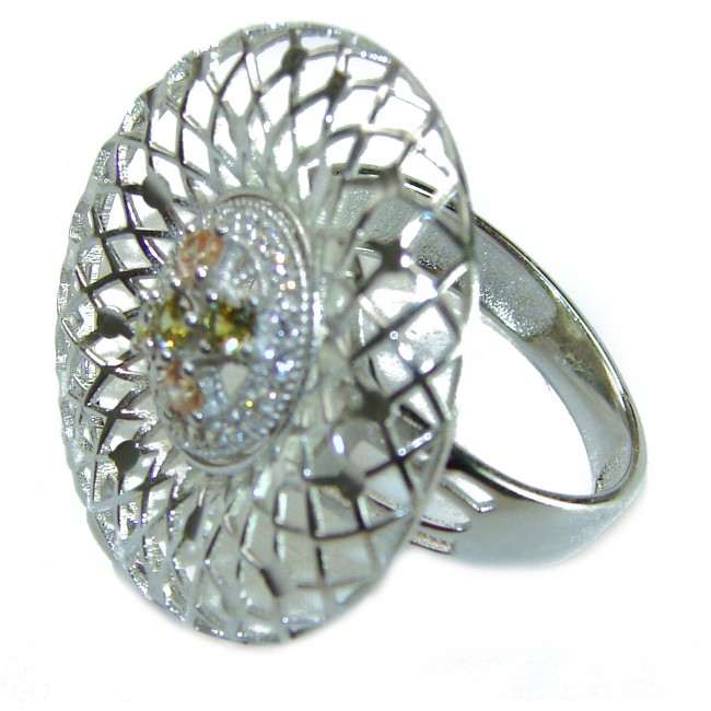 1.8 carat yellow Sapphire .925 Sterling Silver brilliantly handcrafted ring s. 8 - Side view of 1.8 carat yellow Sapphire in .925 Sterling Silver ring.