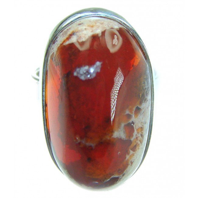 Bonfire Night best quality 26.5 carat Mexican Opal 18K Gold over .925 Sterling Silver handmade ring 8