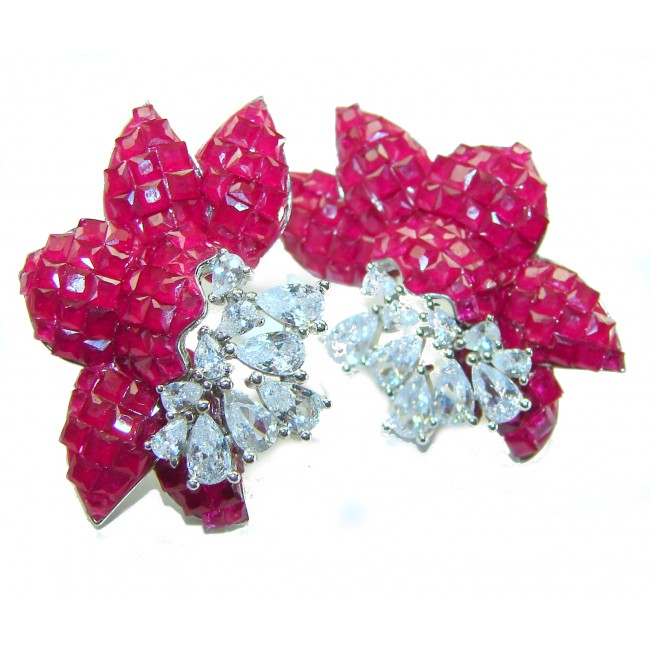 Giovanna - Authentic 19.9 carat Ruby .925 Sterling Silver handcrafted earrings