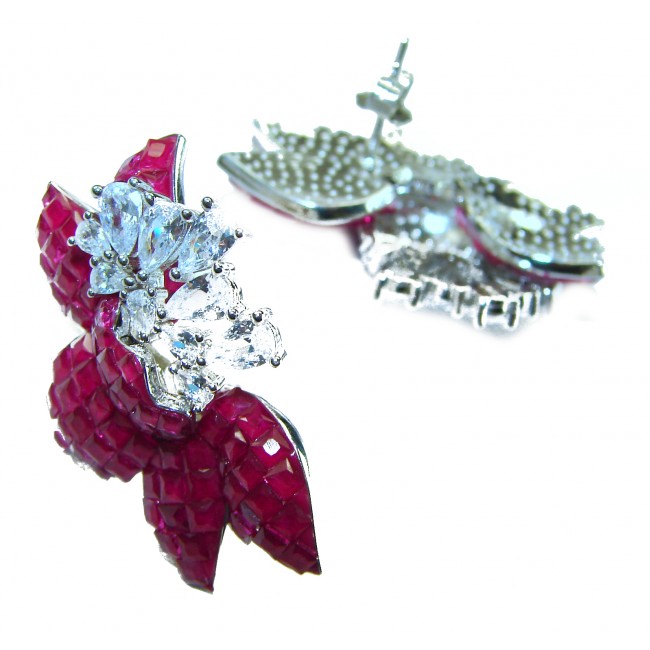 Giovanna - Authentic 19.9 carat Ruby .925 Sterling Silver handcrafted earrings