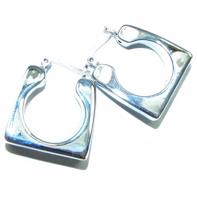 LARGE - EXTRAVAGANZA - Highly Polished Fancy .925 Sterling Silver Italy made Earrings - photo 3