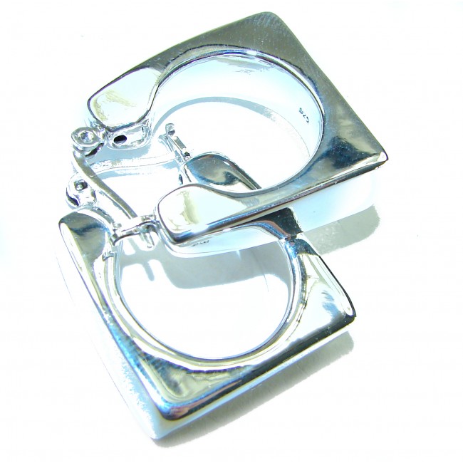LARGE - EXTRAVAGANZA - Highly Polished Fancy .925 Sterling Silver Italy made Earrings - photo 2