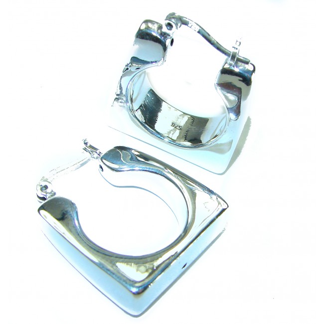 LARGE - EXTRAVAGANZA - Highly Polished Fancy .925 Sterling Silver Italy made Earrings - photo 1