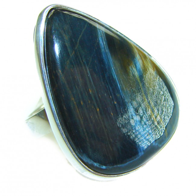 Silky Golden Pietersite .925 Sterling Silver handmade Ring size 8