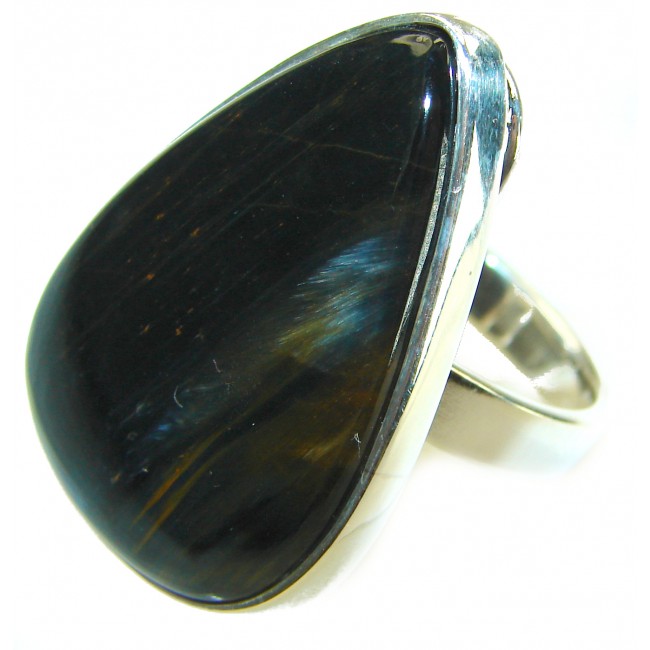 Silky Golden Pietersite .925 Sterling Silver handmade Ring size 8