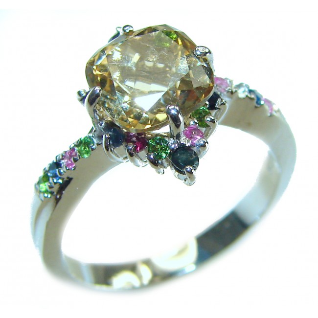 Olivia - Exclusive 4.2 CARAT authentic Citrine .925 Sterling Silver handcrafted Statement ring size 8