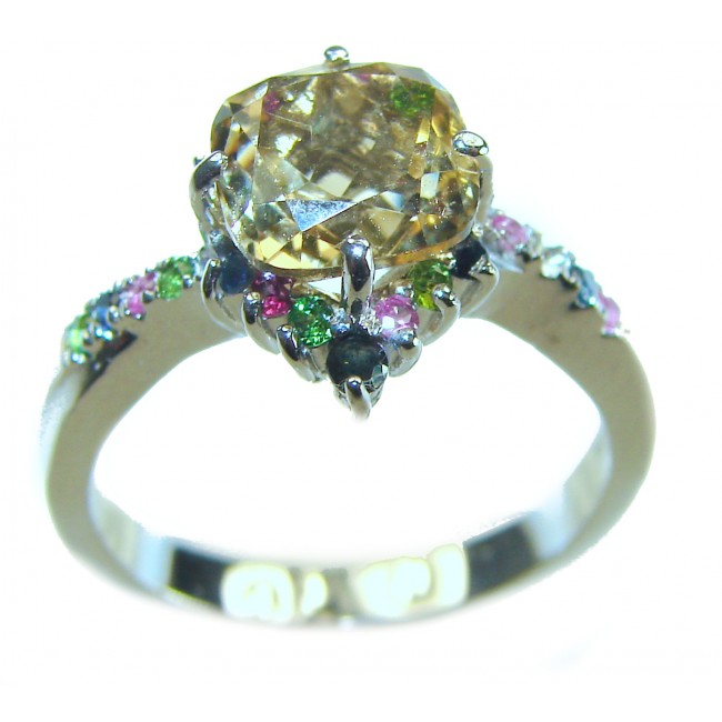 Olivia - Exclusive 4.2 CARAT authentic Citrine .925 Sterling Silver handcrafted Statement ring size 8