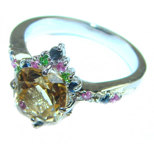 Olivia - Exclusive 4.2 CARAT authentic Citrine .925 Sterling Silver handcrafted Statement ring size 8