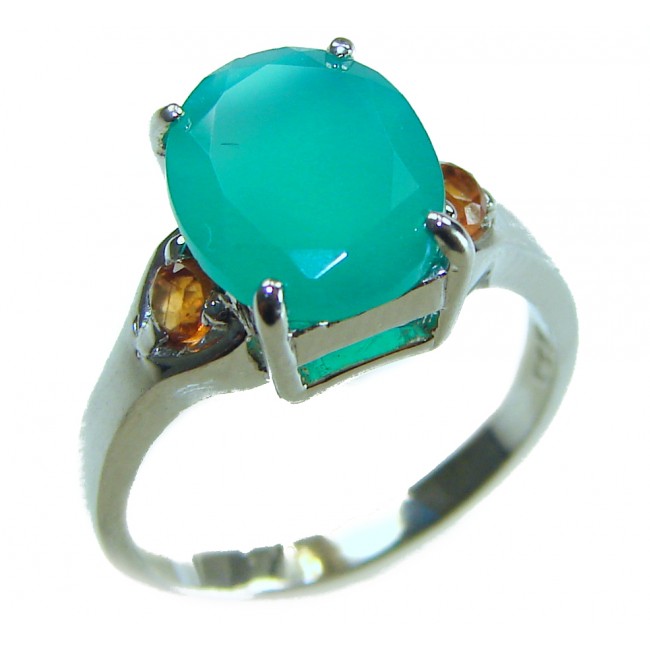 Authentic 2.3 carat Emerald .925 Sterling Silver handmade Cocktail Ring s. 4 3/4