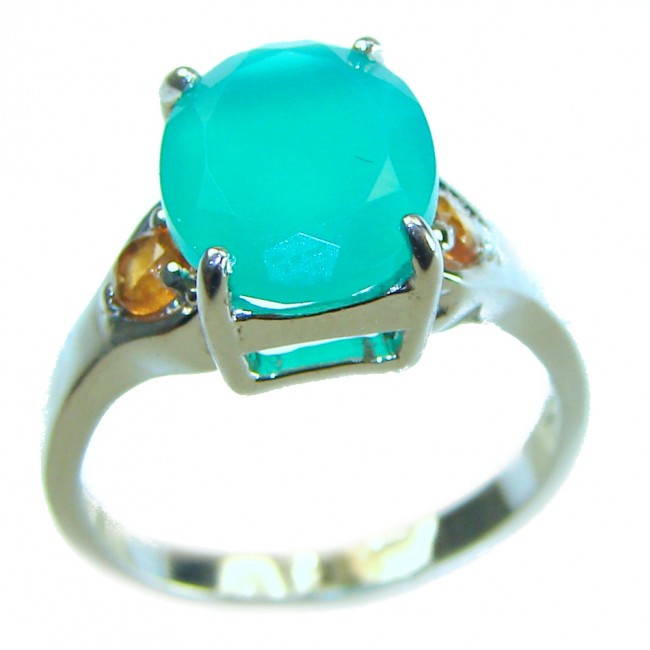 Authentic 2.3 carat Emerald .925 Sterling Silver handmade Cocktail Ring s. 4 3/4
