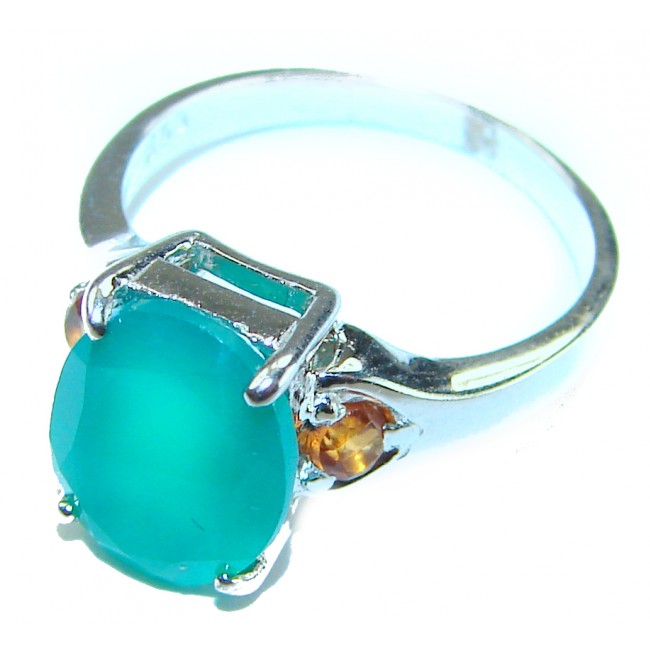 Authentic 2.3 carat Emerald .925 Sterling Silver handmade Cocktail Ring s. 4 3/4