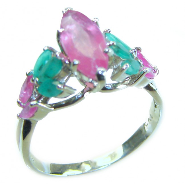 Authentic 5.3 carat Ruby .925 Sterling Silver handmade Cocktail Ring s. 7