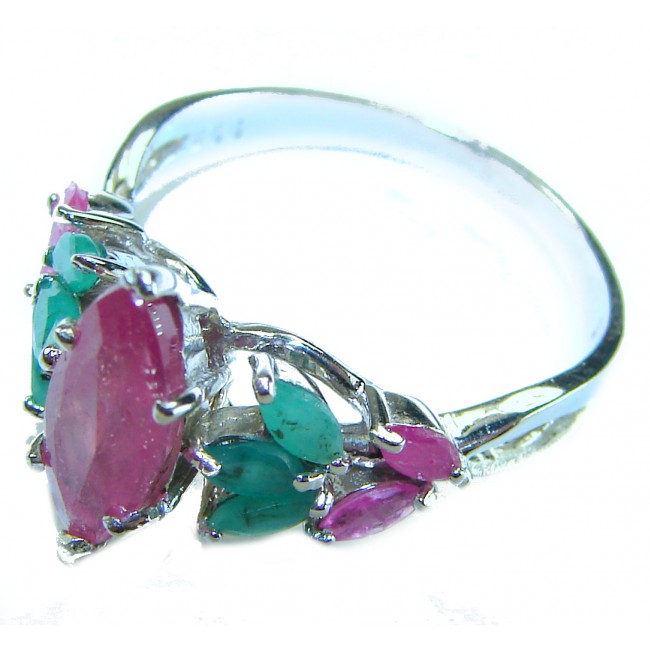 Authentic 5.3 carat Ruby .925 Sterling Silver handmade Cocktail Ring s. 7
