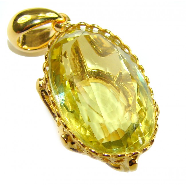 10.3 carat Lemon Quartz 14K Rose Gold over .925 Sterling Silver handcrafted pendant