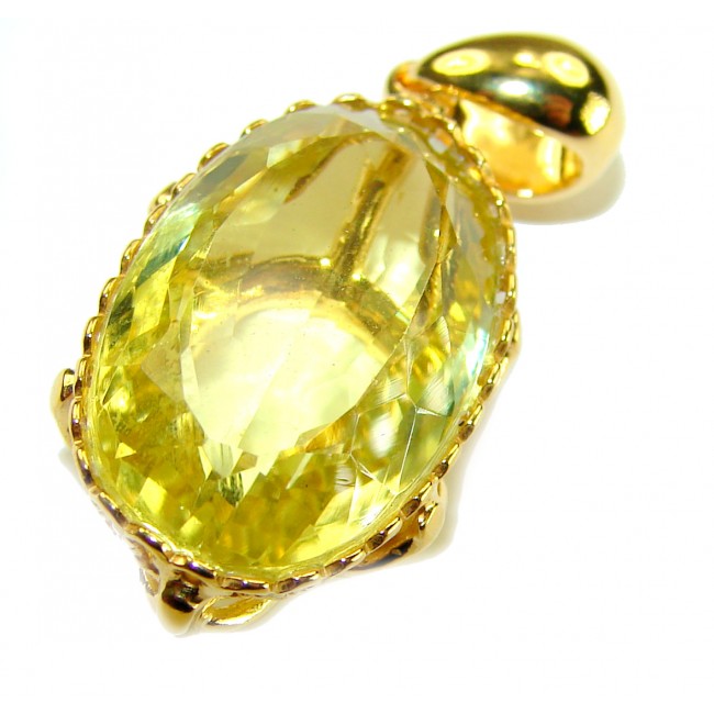 10.3 carat Lemon Quartz 14K Rose Gold over .925 Sterling Silver handcrafted pendant