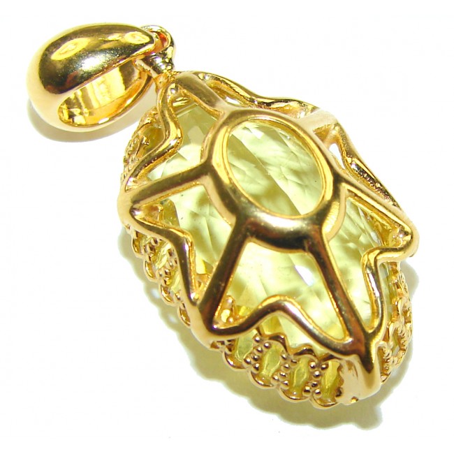 10.3 carat Lemon Quartz 14K Rose Gold over .925 Sterling Silver handcrafted pendant