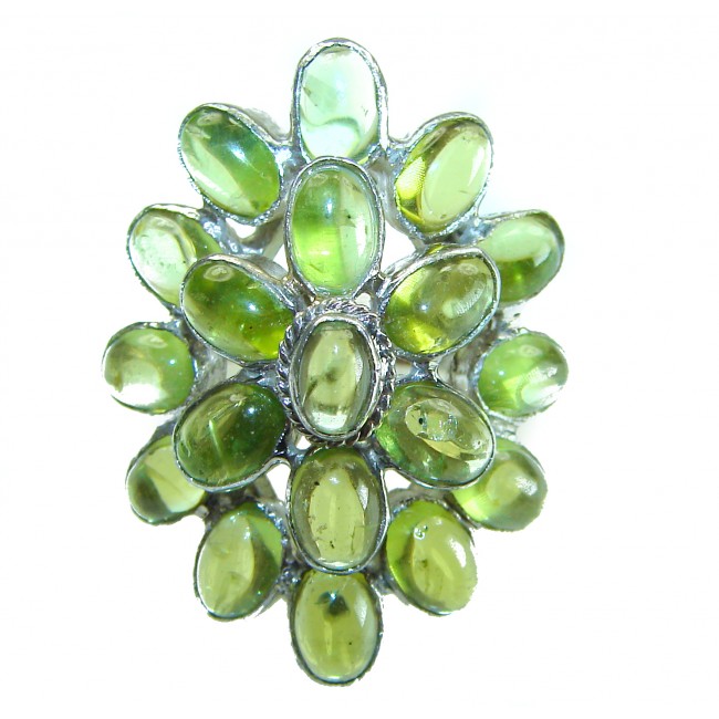 Alessia authentic 29.9 carat genuine Brazilian Peridot .925 Sterling Silver handmade Ring s. 7 - photo 3
