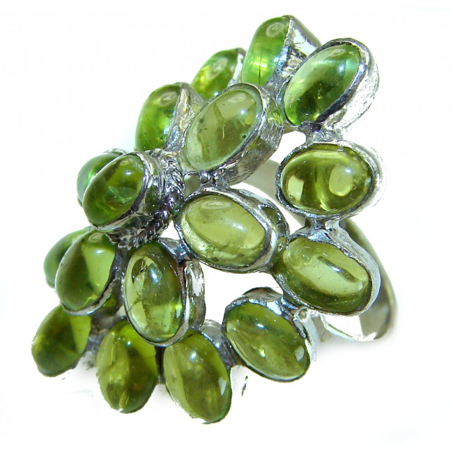 Alessia authentic 29.9 carat genuine Brazilian Peridot .925 Sterling Silver handmade Ring s. 7 - photo 2
