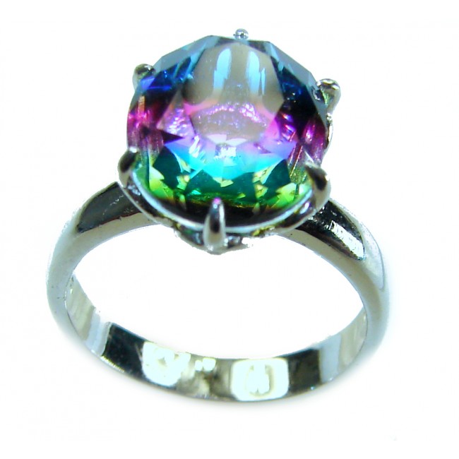 6.8 carat Brazilian Tourmaline .925 Sterling Silver Perfectly handcrafted Ring s. 6