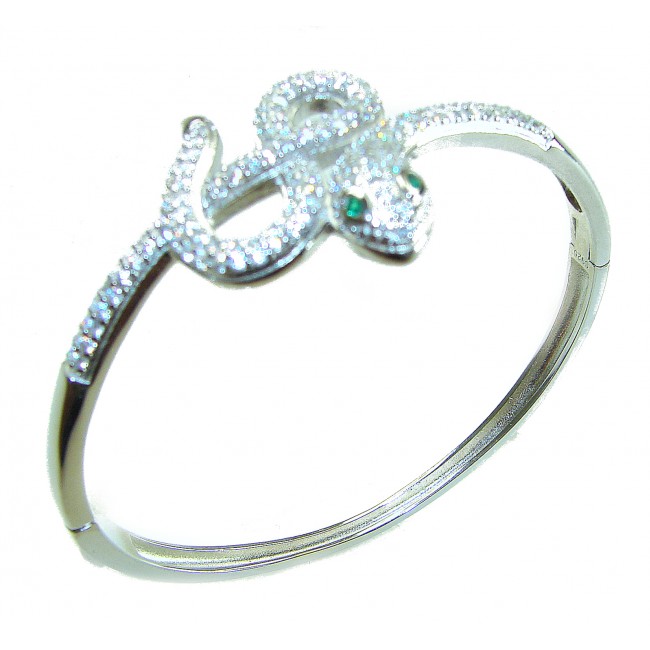 Precious Snake Genuine Emerald Sapphire .925 Sterling Silver handcrafted Bracelet