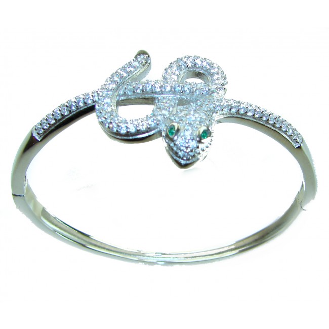 Precious Snake Genuine Emerald Sapphire .925 Sterling Silver handcrafted Bracelet