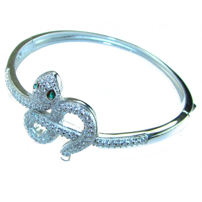 Precious Snake Genuine Emerald Sapphire .925 Sterling Silver handcrafted Bracelet