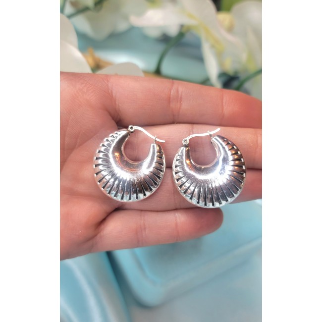 Highly Polished Fancy Modern design .925 Sterling Silver Italy made Earrings - photo 1