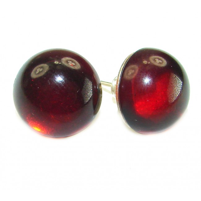 Natural Cognac Amber .925 Sterling Silver handmade earrings