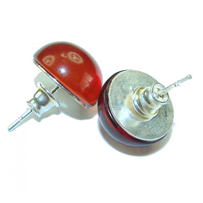 Natural Cognac Amber .925 Sterling Silver handmade earrings