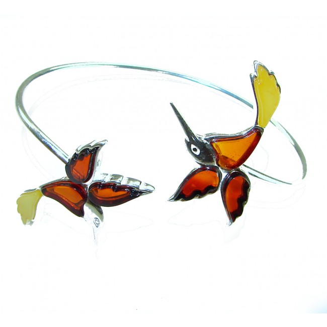Golden Hummingbird Genuine Baltic Amber Genuine Baltic Amber .925 Sterling Silver handamde Bracelet - photo 1