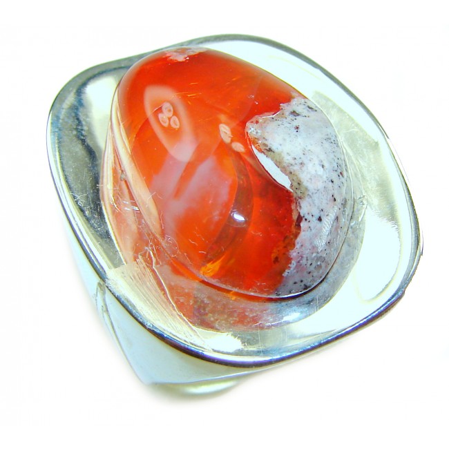 Large Golden Galaxy - Genuine 17.5 CARAT Mexican Opal .925 Sterling Silver Large Statement Ring size 7