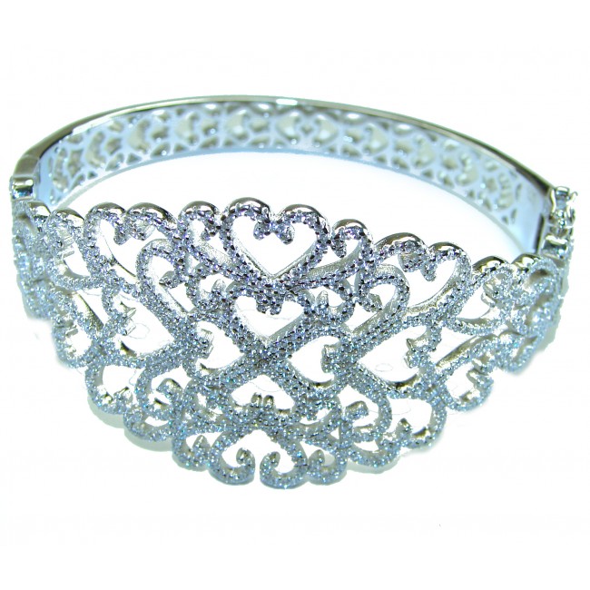 A Million Stars 28.8 carat White Sapphire .925 Sterling Silver Statement Bracelet / Cuff