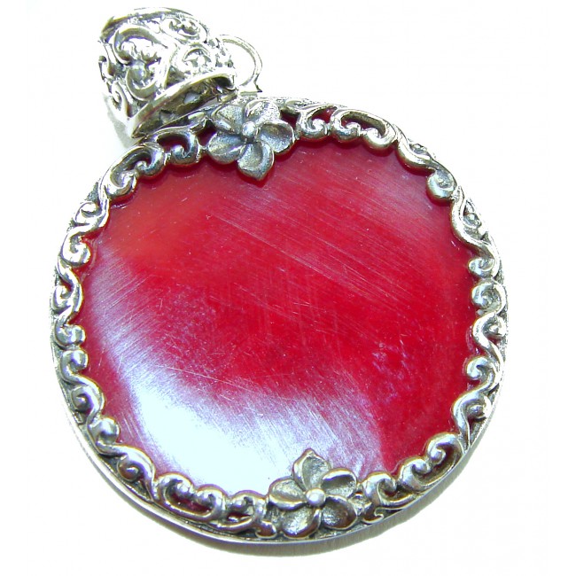 Bright Energy Authentic Coral .925 Sterling Silver Bali handmade pendant