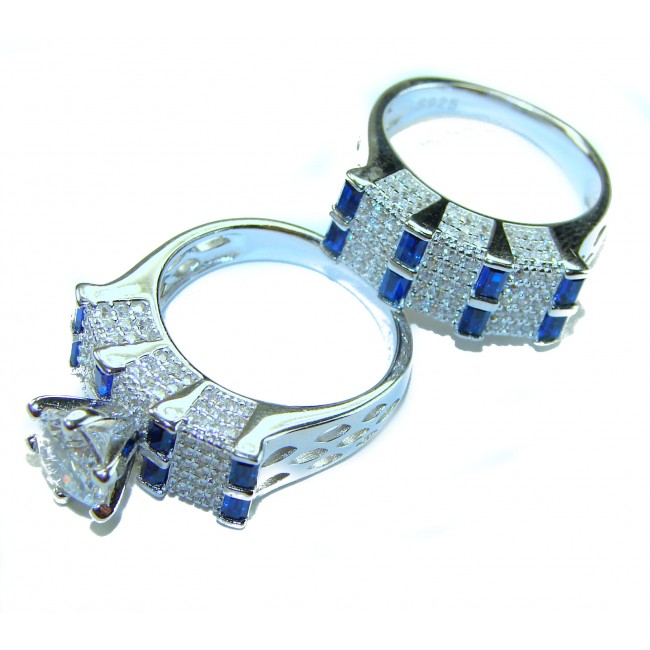 Extravaganza 5.6 carat Sapphire .925 Sterling Silver brilliantly handcrafted stack up ring s. 5 3/4