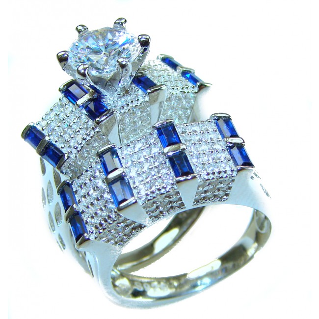 Extravaganza 5.6 carat Sapphire .925 Sterling Silver brilliantly handcrafted stack up ring s. 5 3/4