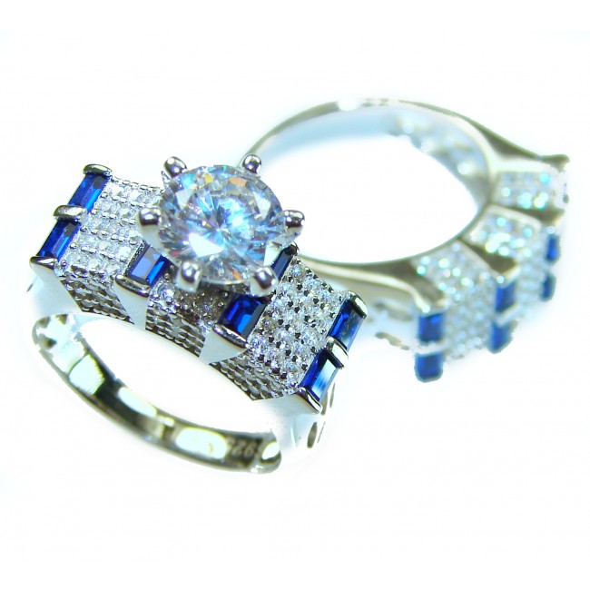Extravaganza 5.6 carat Sapphire .925 Sterling Silver brilliantly handcrafted stack up ring s. 5 3/4