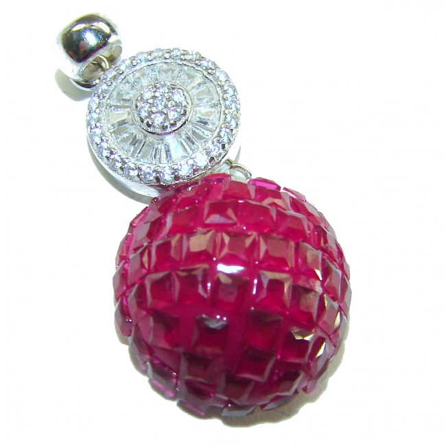 Red Apple authentic 8.8 carat Ruby .925 Sterling Silver handcrafted .925 Sterling Silver handmade Pendant